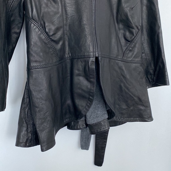 Bird by Juicy Couture Soft Leather Jacket Hoodie w/ Peplum🖤 - Picture 3 of 17